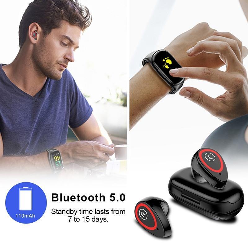 Smart Watch with Bluetooth Earbuds