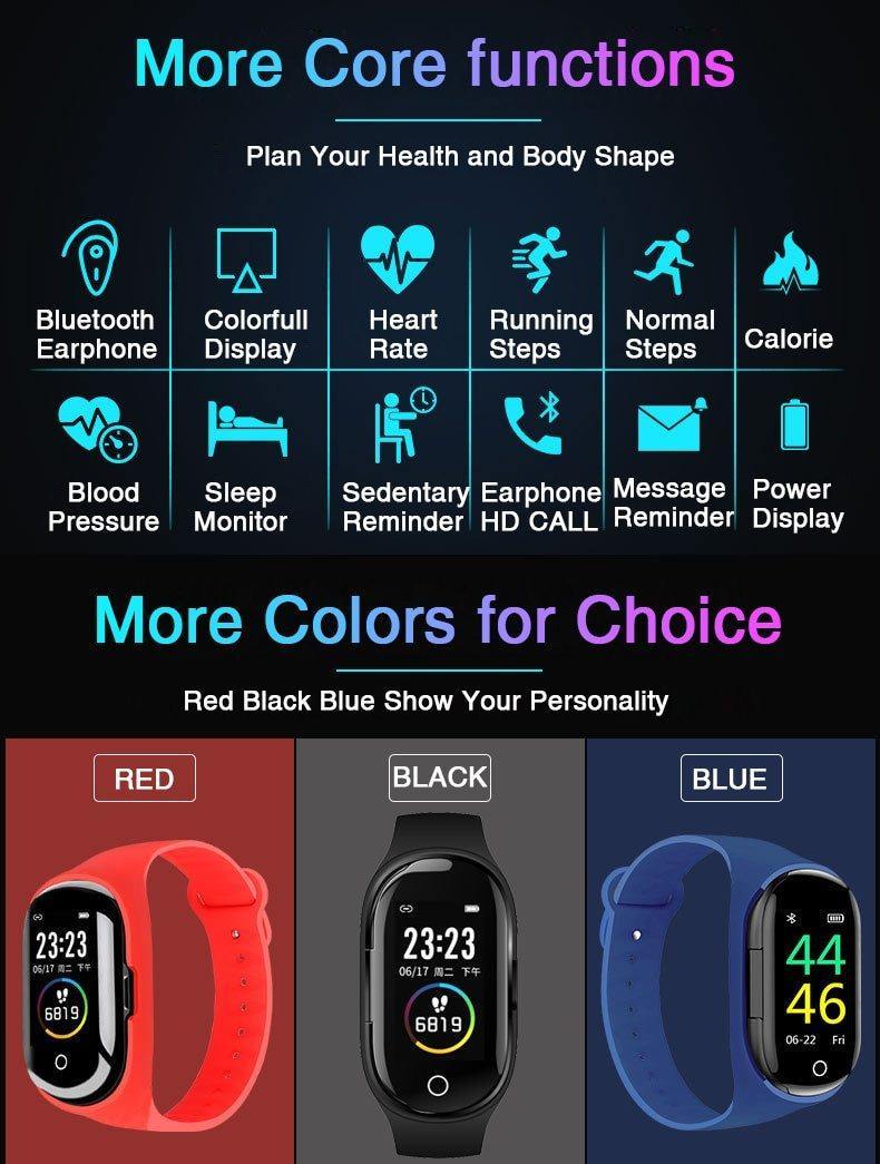 Smart Watch with Bluetooth Earbuds